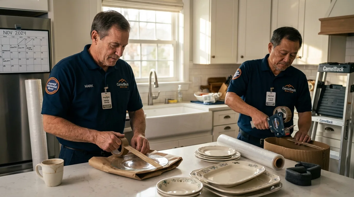 Professional crew packing kitchen dishware in Ocean City, NJ